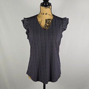 Adrianna Papell Polka Dot V‑Neck Top‎ Women’s S Romantic Feminine Preppy Office